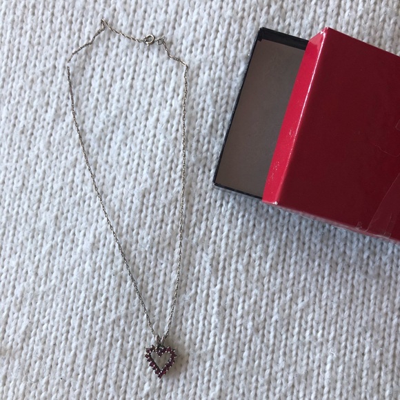 Garnet and Sterling Silver Heart Necklace - Picture 5 of 8